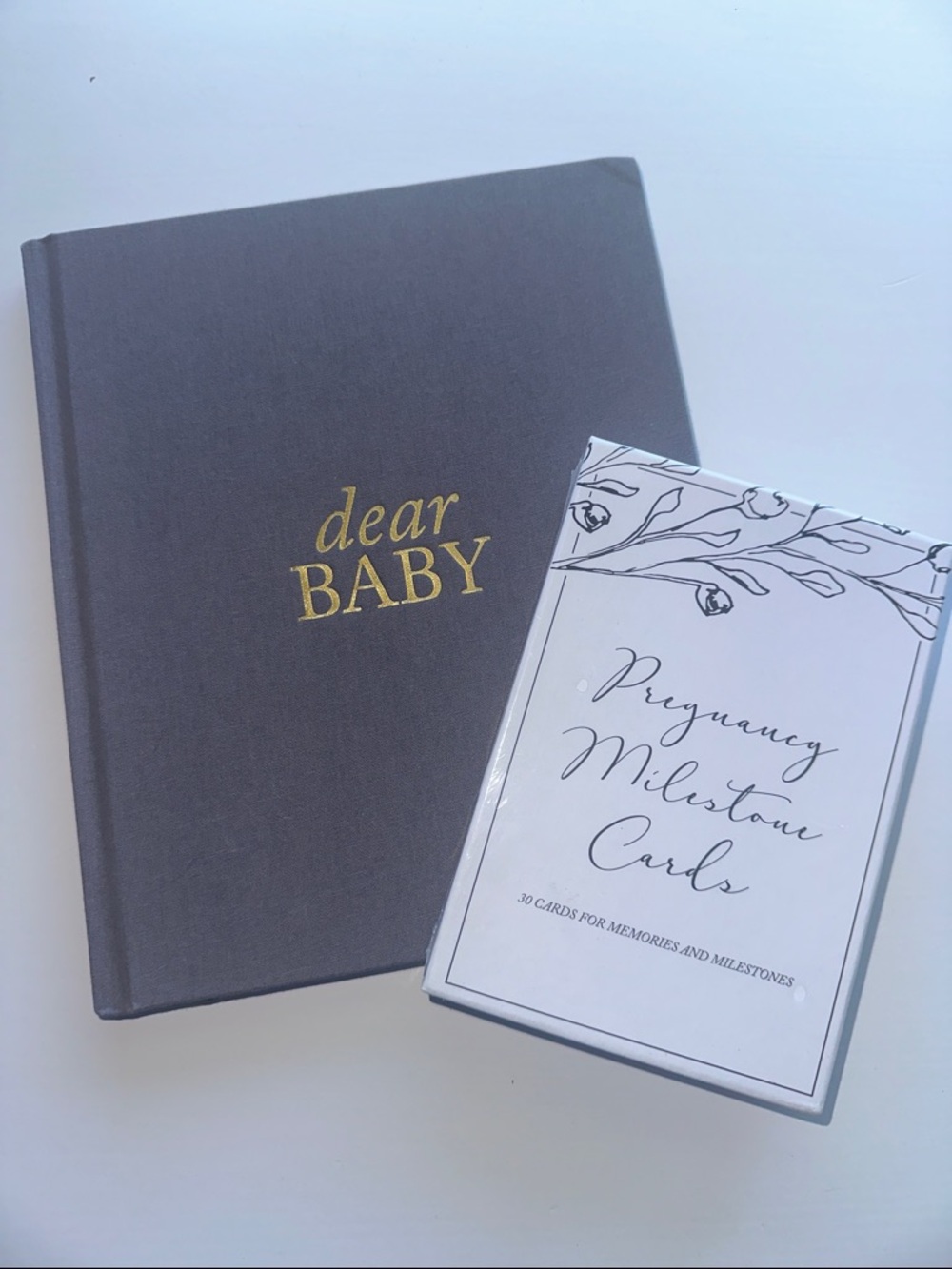 Duncan and Stone Dear Baby Grey Memory Book with Pregnancy Milestone Cards